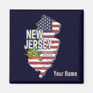 Íman New Jersey EUA Retro Map USA Souvenir