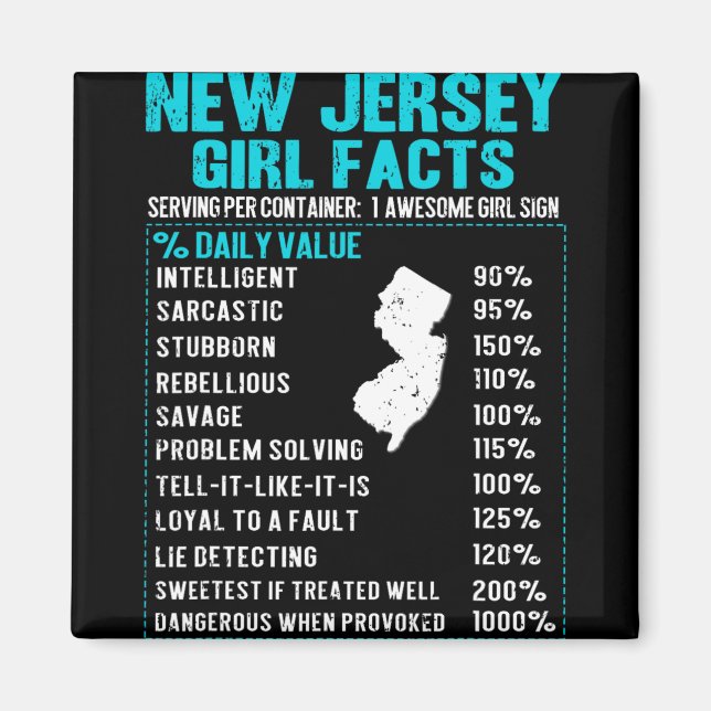 Íman New Jersey Girl Facts Funny Birthday Gift Born In  (Frente)