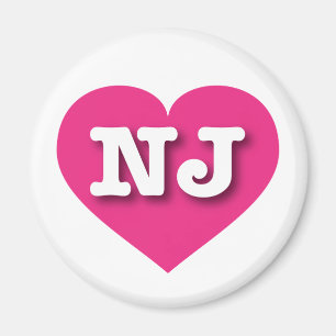 Íman New Jersey Hot Pink Heart - Eu amo NJ