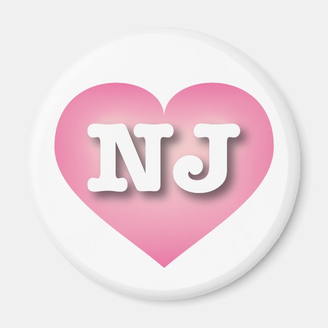 Íman New Jersey Pink Fade Heart - Eu amo NJ (Frente)