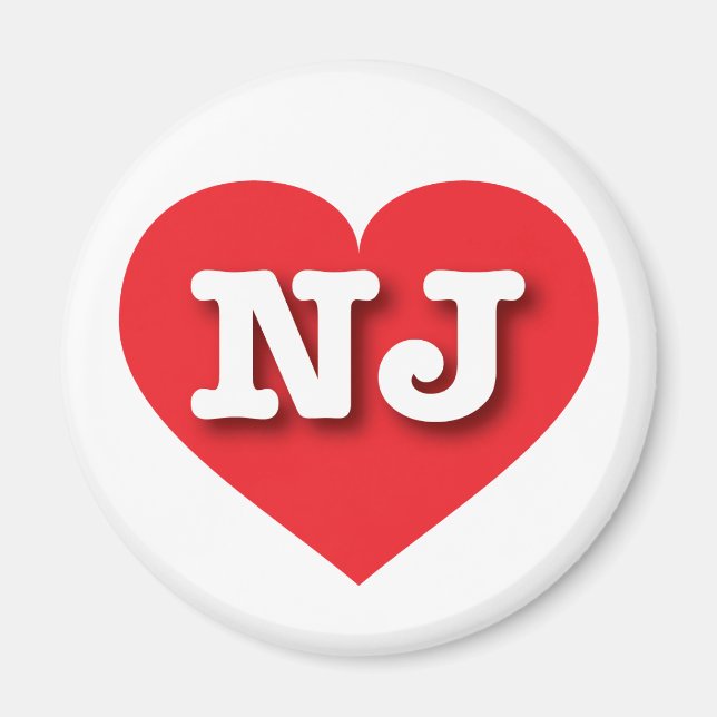 Íman New Jersey Red Heart - Eu amo NJ (Frente)