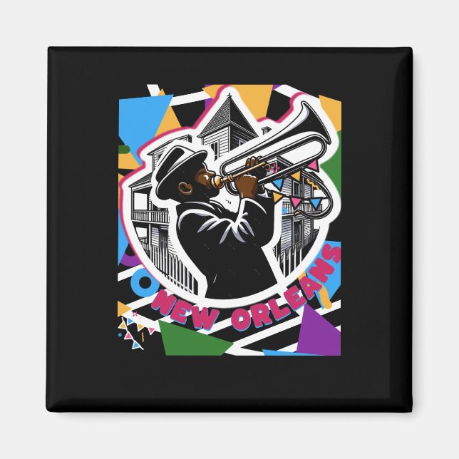 Íman New Orleans Mardi Gras Trombone Sticker (Frente)