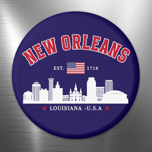 Íman New Orleans Travel Skyline Fridge Magnet (Criador carregado)