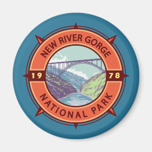 Íman New River Gorge National Park Retro Compass Emblem