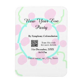 Íman New year eve party scan QR RSVP name pink blue 