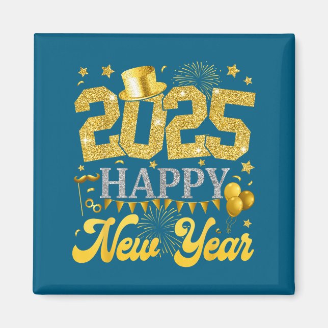 Íman New Years Eve Party Supplies 2025 Happy New Year F (Frente)