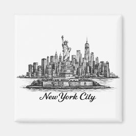 Íman New York City Skyline Line Art Illustration