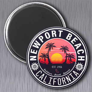 Íman Newport Beach California Retro Sunset Souvenir 80