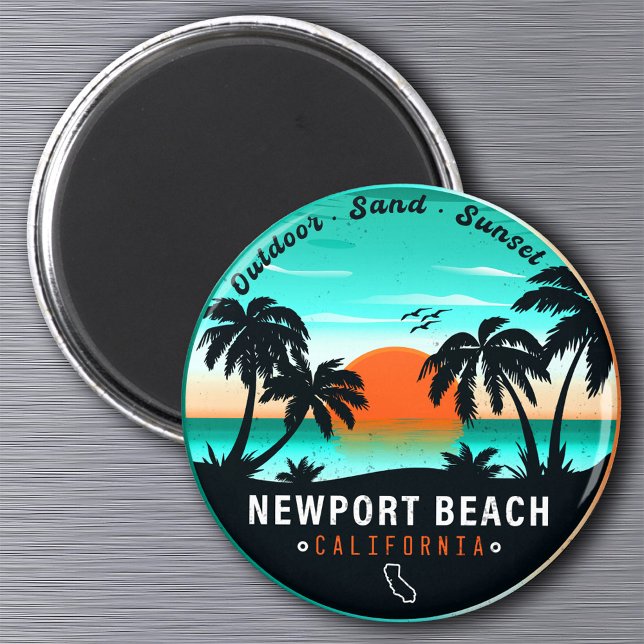 Íman Newport Beach California Retro Sunset Souvenir 80 (Criador carregado)