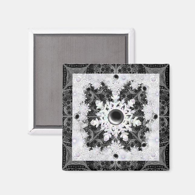 Íman Nexo preto de rendas cerâmicas e floco de neve (Front/Back)