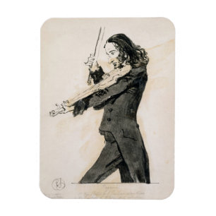 Íman Niccolo Paganini (1782-1840) que joga o violino, 1