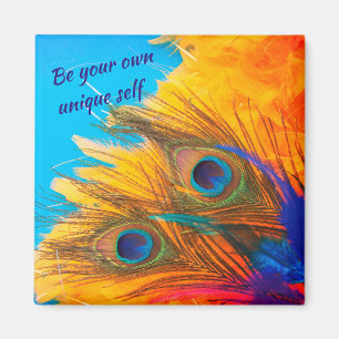 Íman Nice Aqua Blue Elegant Peacock Feather Magnet