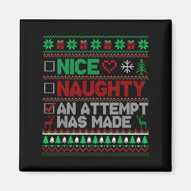 Íman Nice Naughty An Attempt Was Made Christmas List Sa (Frente)