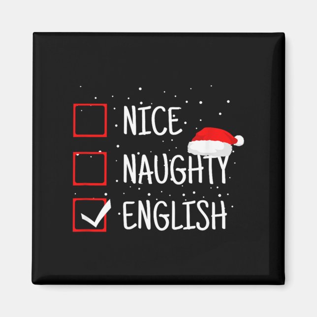 Íman Nice Naughty English Christmas Checklist Funny Eng (Frente)