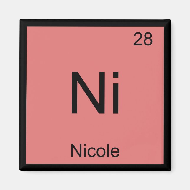 Íman Nicole Name Chemistry Elemento Mesa Periódica (Frente)