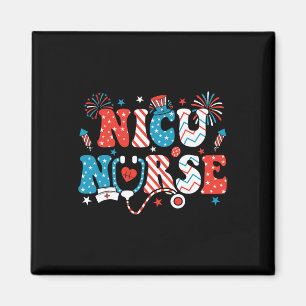 Íman Nicu Enfermeira 4 de julho Bandeira Americana Nic