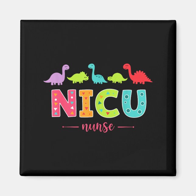 Íman Nicu Nurse With Cute Dinosaurs Pediatric For Women (Frente)