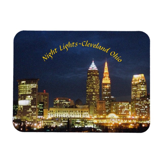 Íman Night View Cleveland OH Magnet (Horizontal)
