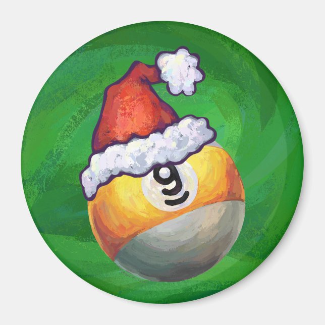 Íman Nine Ball em Santa Hat em Verde (Frente)