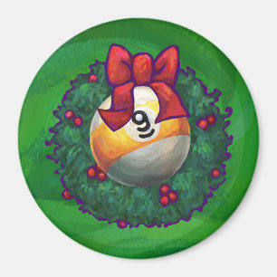 Íman Nine Ball in Wreath on Green