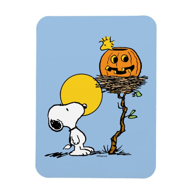 Íman Ninho de Snoopy & Woodstock com Jack O' Lanterna (Vertical)