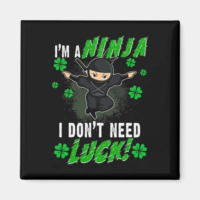 Íman Ninja do dia de Patrick Luck Green Kids Gift Clove (Frente)