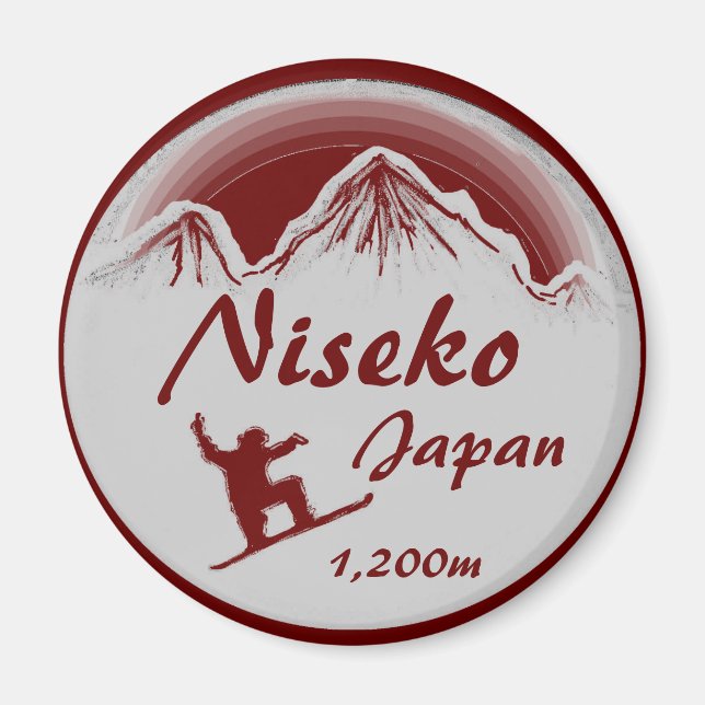 Íman Niseko Japão imã de souvenir da arte do snowboard  (Frente)