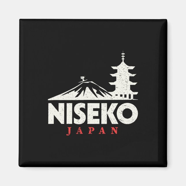 Íman Niseko Japão Ski Resort Retro Skiting Snowboard (Frente)