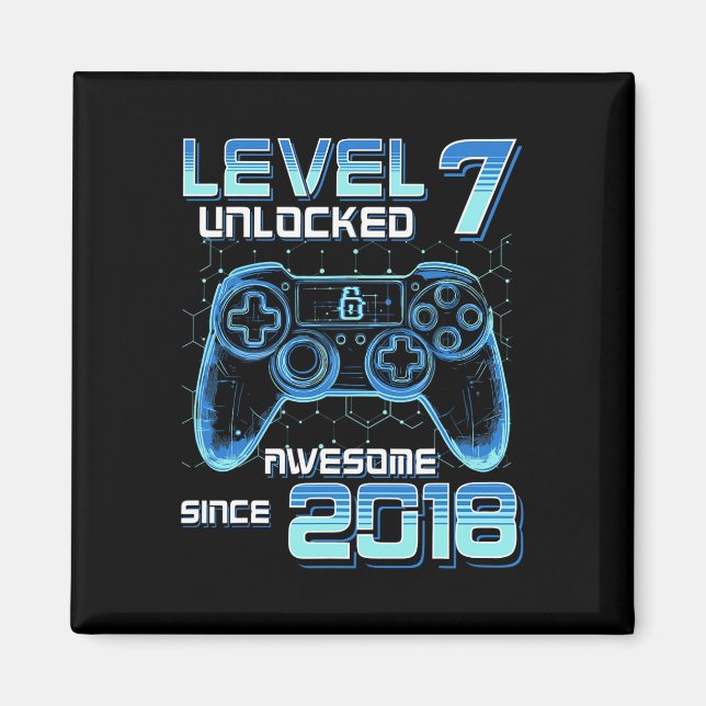 Íman Nível 7 Desbloqueado Festa de Video Game Aniversár (Frente)