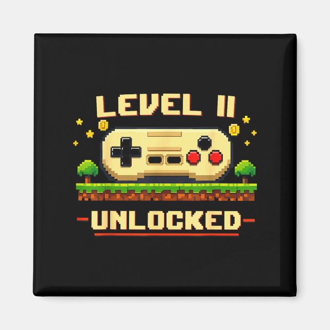 Íman Nível engraçado 11 desbloqueado videogame aniversá (Frente)