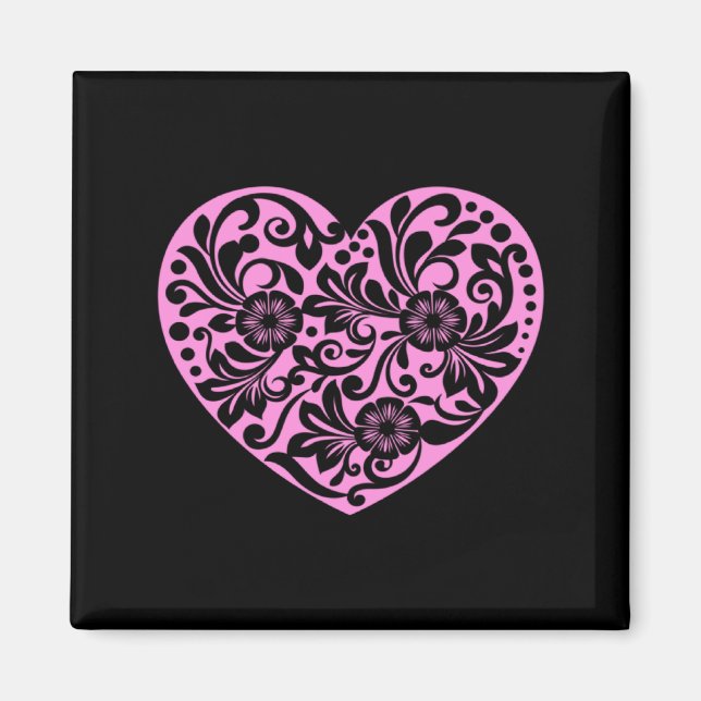 Íman Nk Heart With Flowers Cut Out Cute Valentine Fav  (Frente)