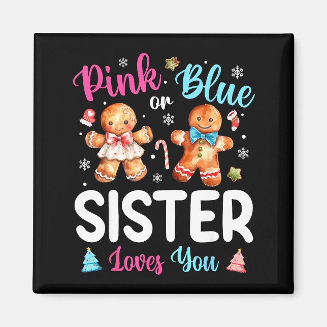 Íman Nk Or Blue Sister Loves You Gender Reveal Christma (Frente)