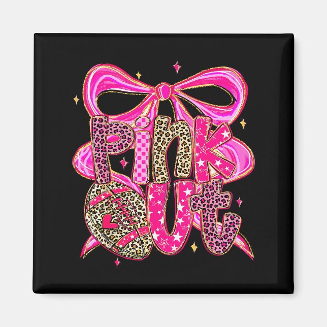 Íman Nk Out Breast Cancer Football Coquette Bow Mom Gir (Frente)