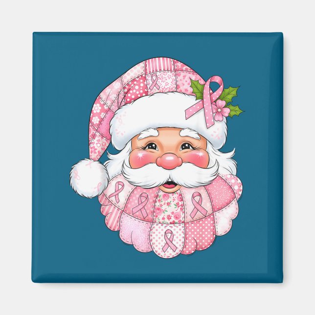 Íman Nk Patchwork Santa Breast Cancer Awareness Christm (Frente)