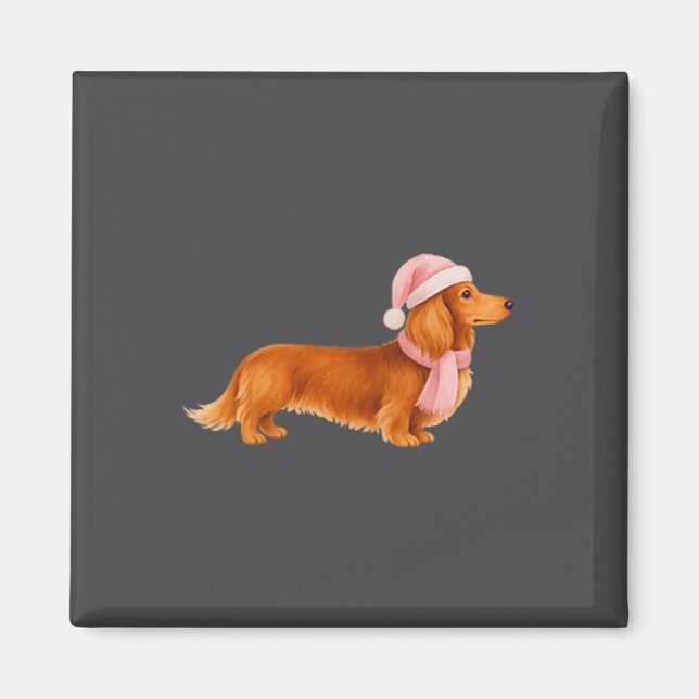 Íman Nk Santa Red Long Haired Dachshund Christmas  (Frente)