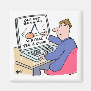 Íman No Computador Online Banking Funny Cartoon
