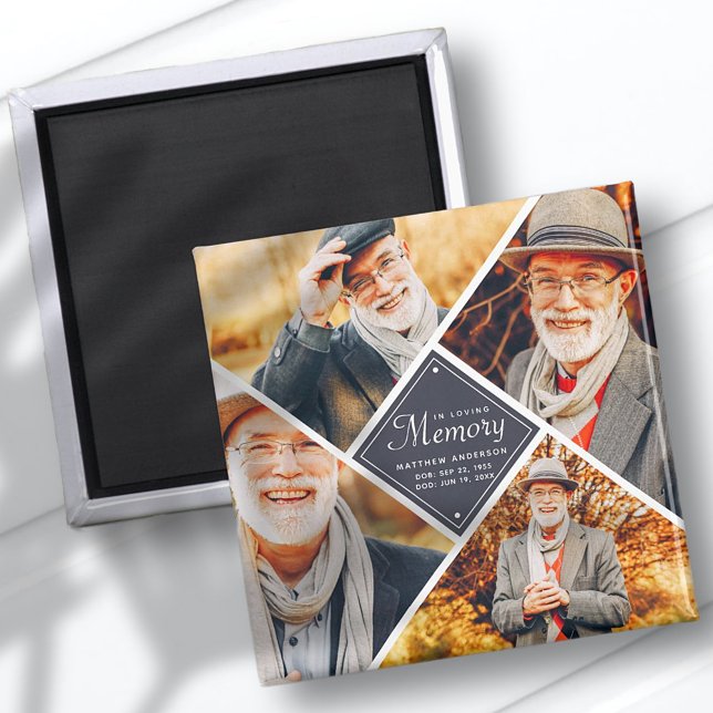 Íman No Loving Memory Modern Cross Multi Photo Template (Criador carregado)