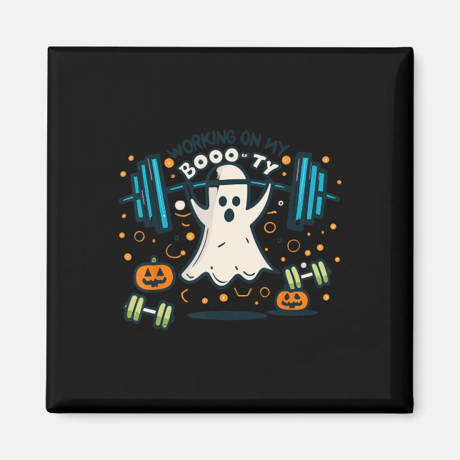 Íman No Meu Trabalho De Fantasma De Halloween De Boo-ty (Frente)