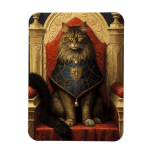 Íman Nobre Gato Maine Coon Trono Arte Impressa