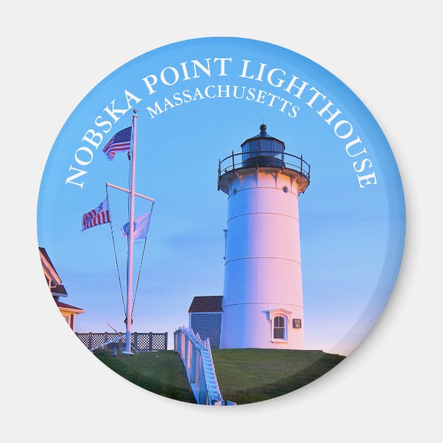 Íman Nobska Point Lighthouse Massachusetts Round Magnet (Frente)
