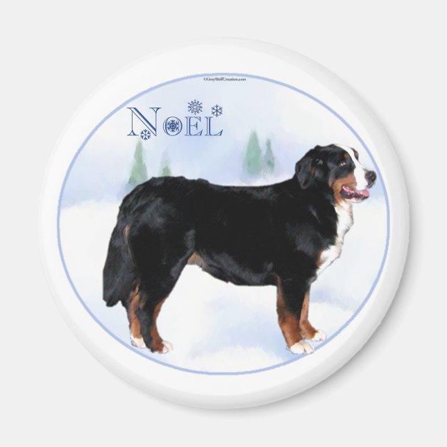 Íman Noel Bernese Mountain Dog - Personalizado (Frente)