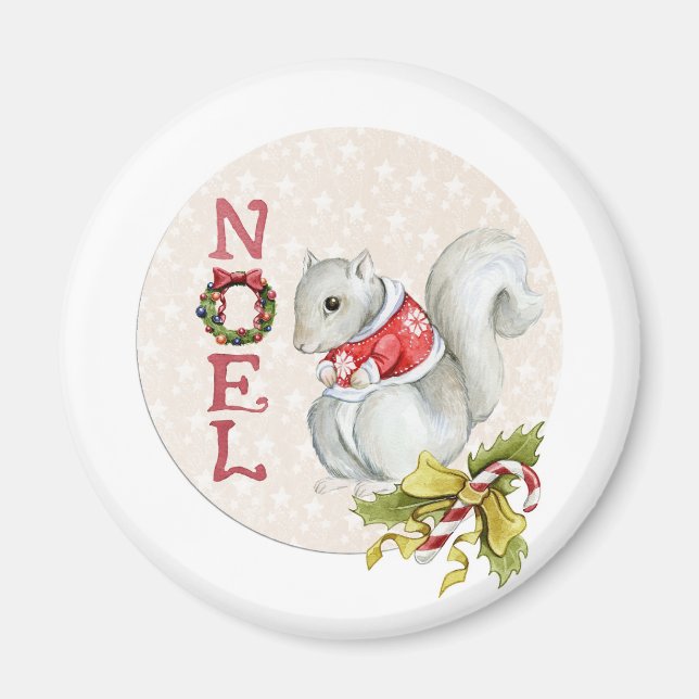 Íman Noel Squirrel Round (Frente)