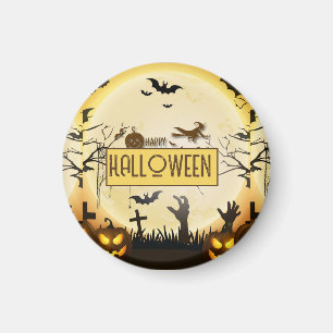 Íman Noite Assustadora de Halloween com Design de Outon