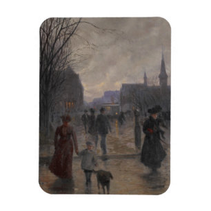 Íman Noite chuvosa na avenida de Hennepin, c.1902