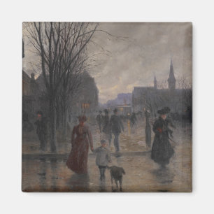 Íman Noite chuvosa na avenida de Hennepin, c.1902