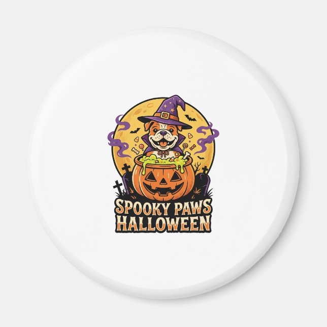 Íman Noite de Abóbora do Bulldog de Halloween (Frente)
