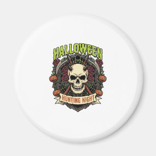 Íman Noite de Caça de Halloween Rosas de Caveira Cornud