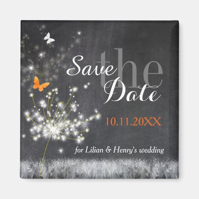 Íman Noite de Dandelions Casando Salve a Data (Frente)