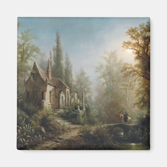 Íman Noite de Lua sobre Capela e Cavaleiros (Frente)