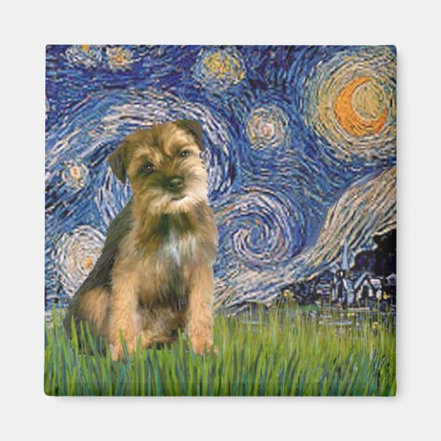 Íman Noite Estrelada - Border Terrier #1 (Frente)